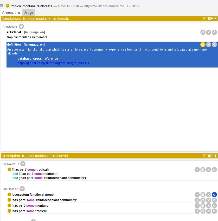 A screenshot from the software program Protégé